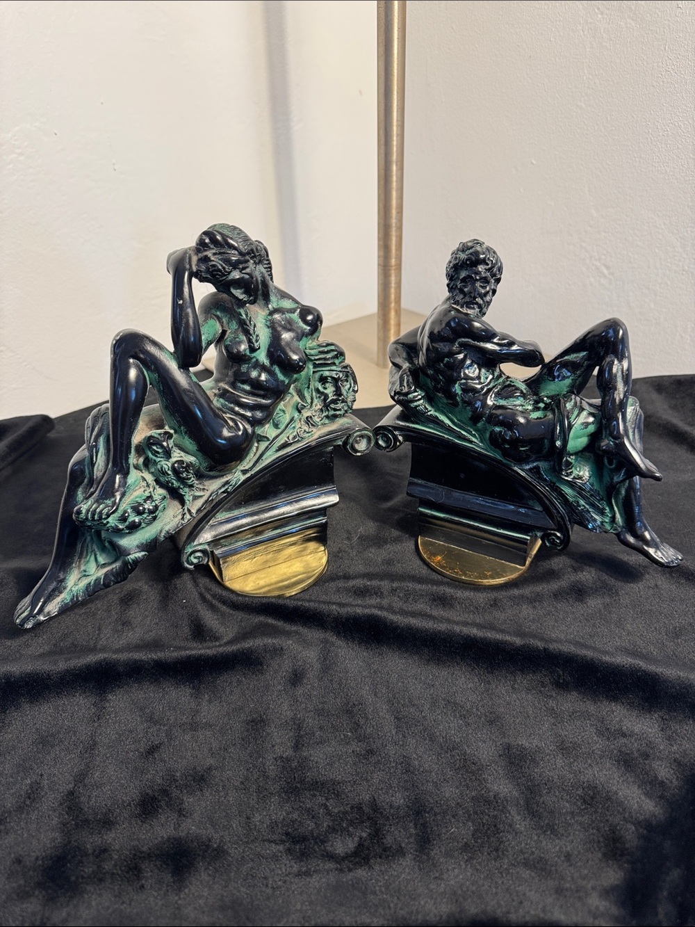 Modernist Bronze Reclining Figures  Goddess & Guardian Pair Thomas Blakemore LTD